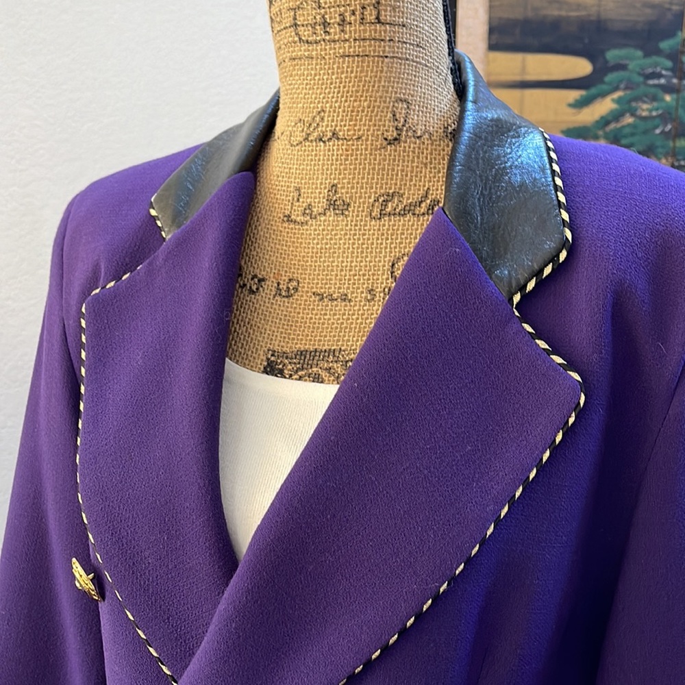 Bestini Paris vintage wool blazer with faux leather accents made in France - Picture 2 of 16